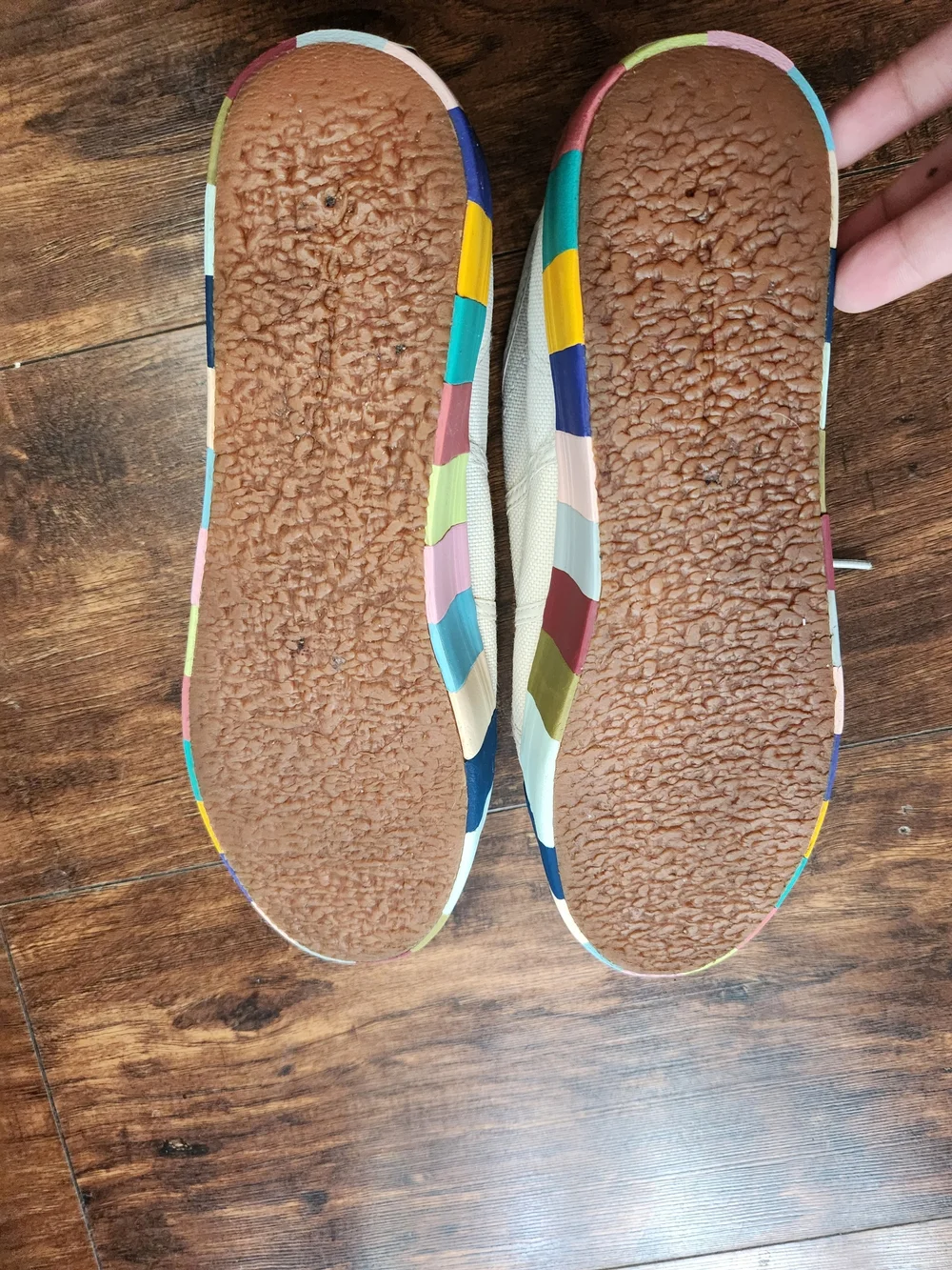 Superga 2790 Cream Canvas Platform Sneakers with Rainbow-Striped Sole